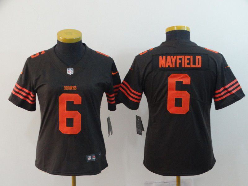 Women Cleveland Browns 6 Mayfield Brown Nike Vapor Untouchable Limited Playe NFL Jerseys